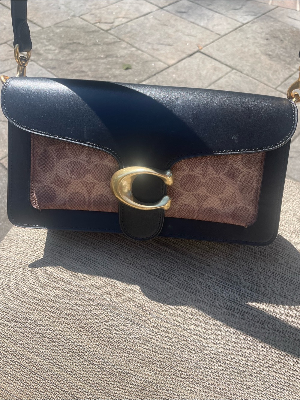 Coach Tabby Shoulder Bag in Black and Brown with Gold Hardware